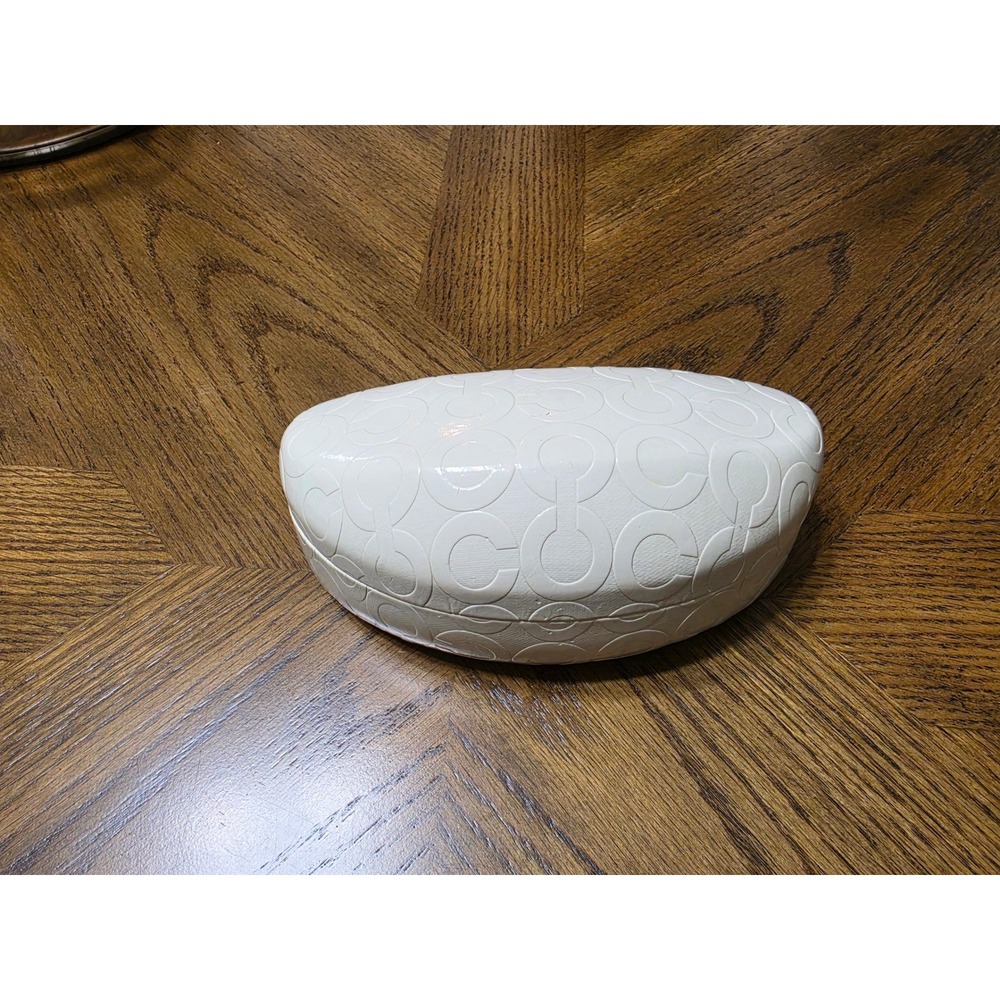 Coach White Signature C Embossed Hard Sunglasses Eyeglass Case Est 1941